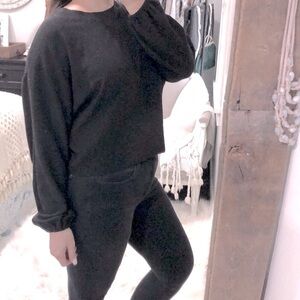 Sundays Two black pullover crop sweatshirt